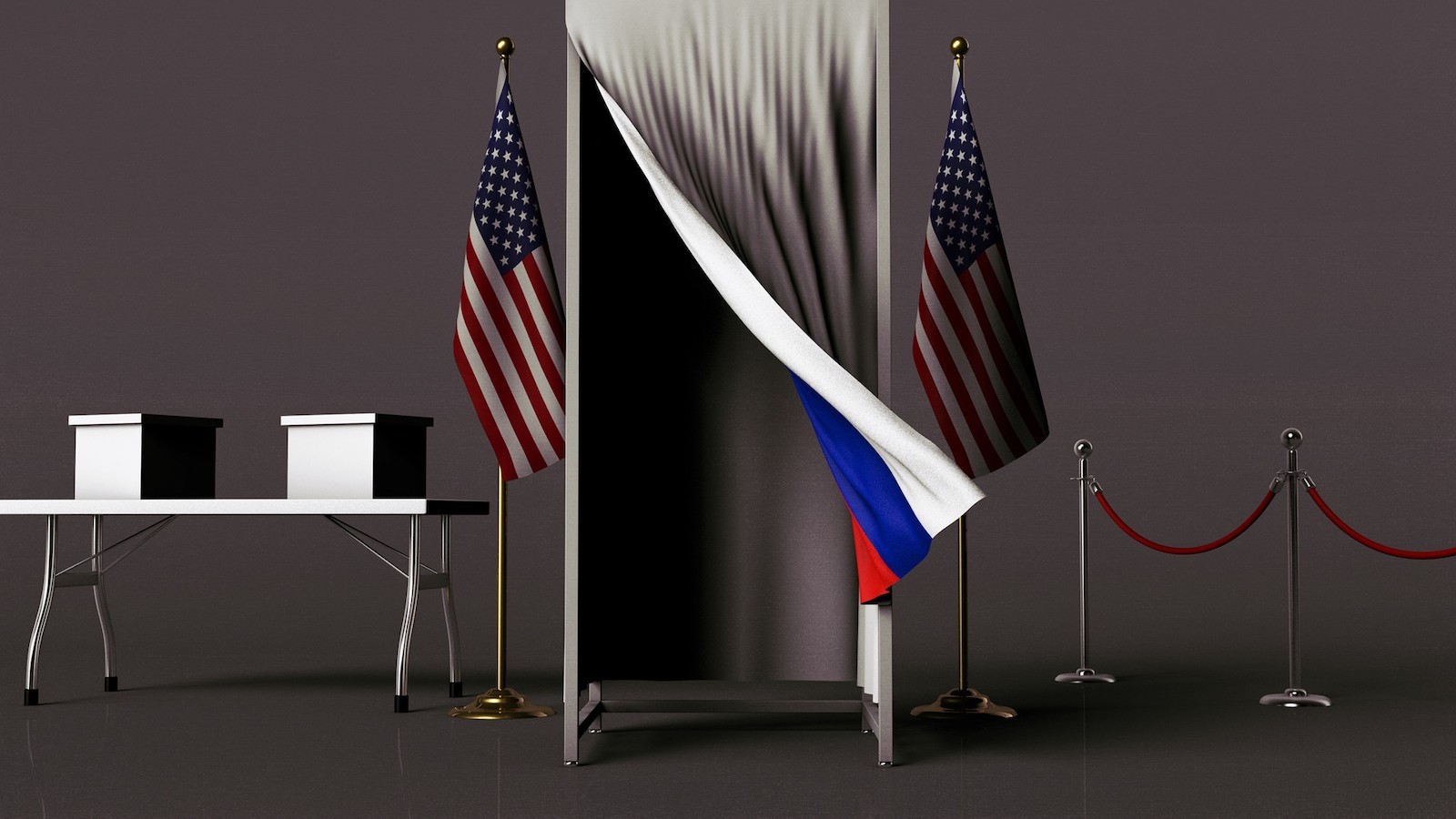 Election Booth U.S._Russia Flags